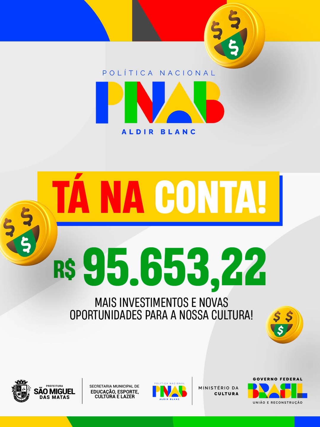 São Miguel das Matas recebe mais de R$ 95 mil da Política Nacional Aldir Blanc para investimentos na cultura