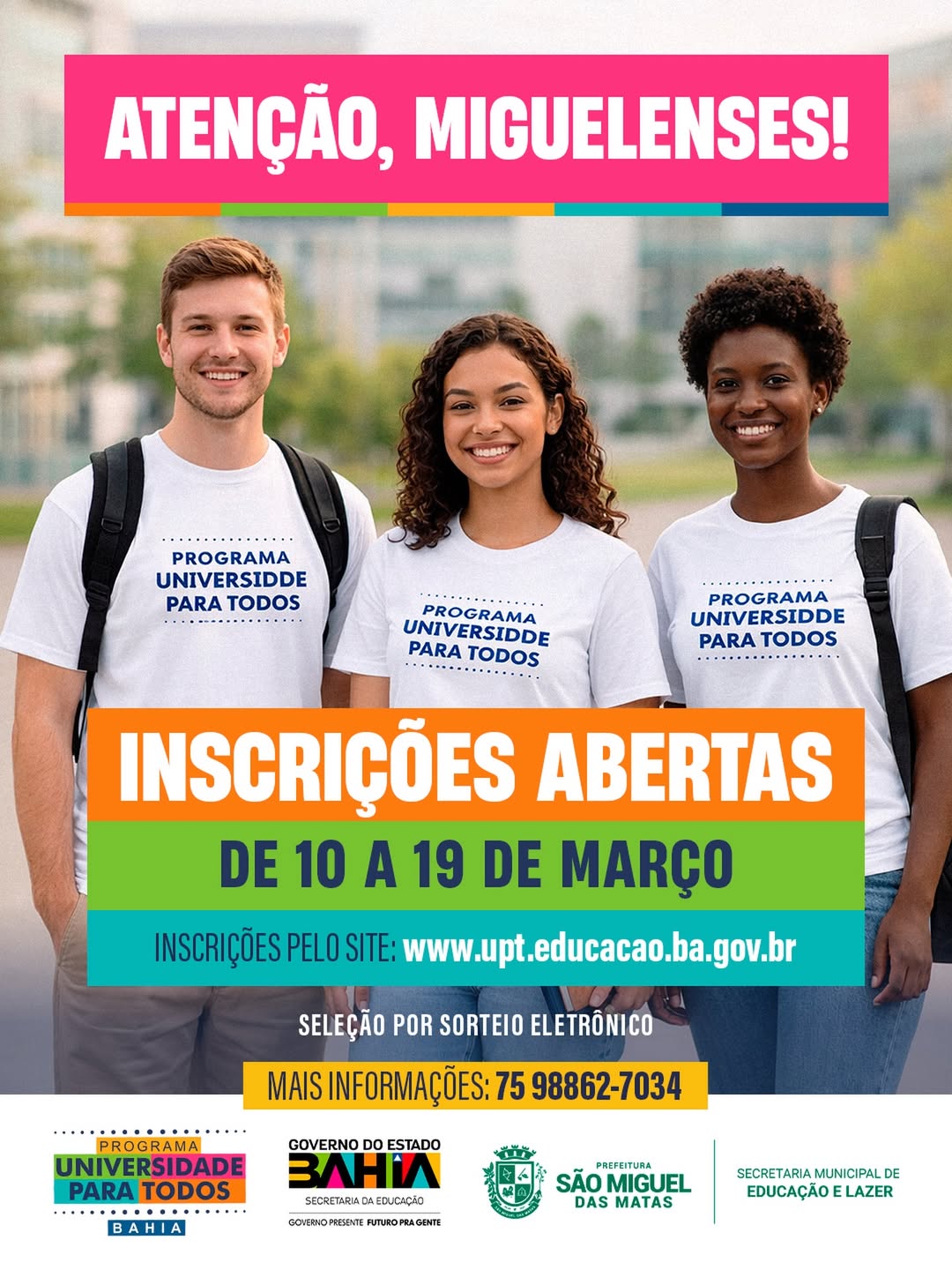Inscrições abertas para o UPT em São Miguel das Matas