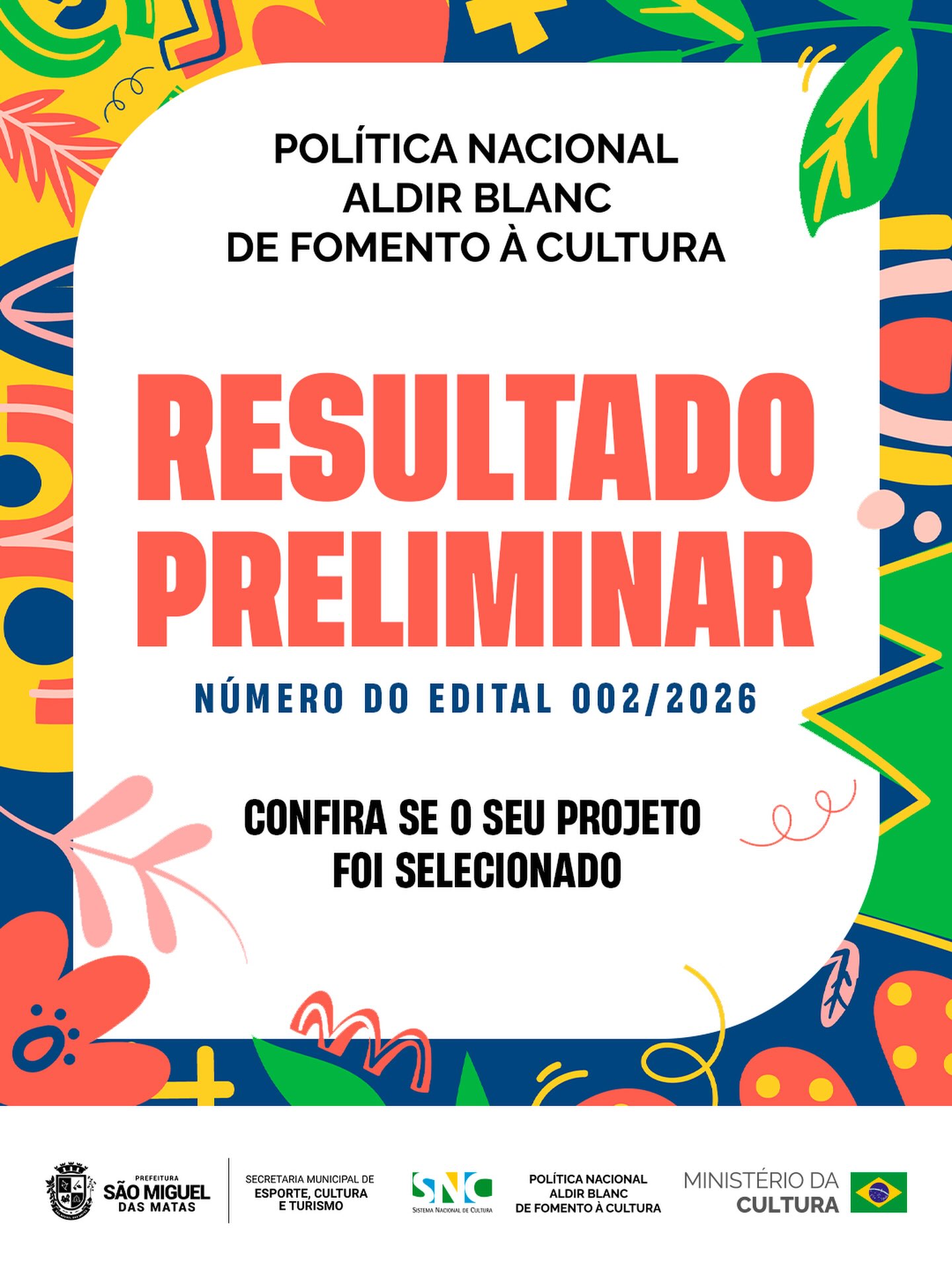Resultado preliminar do Edital nº 002/2026 da PNAB